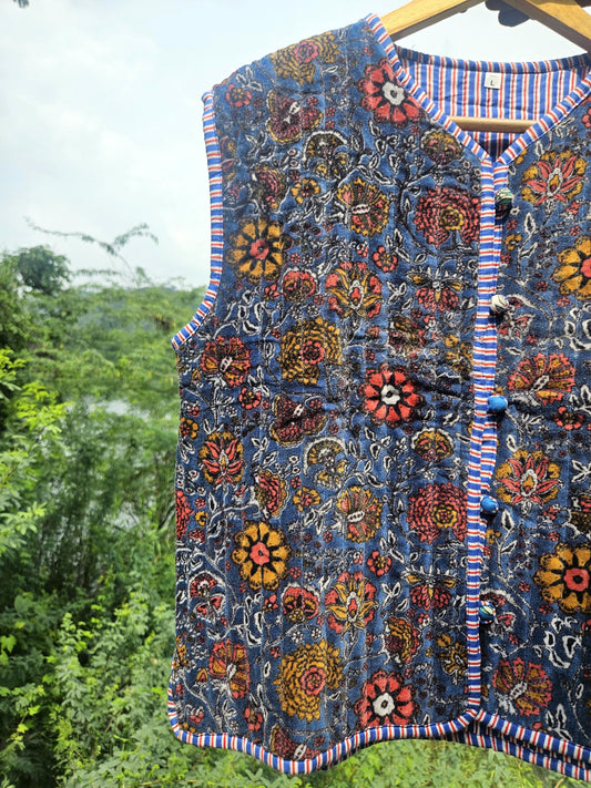 Trelzo Women's Velvet Suzani Embroidered Vest,  Sleeveless Layering Waistcoat with Floral Design