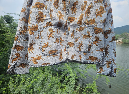Trelzo Women's Reversible Quilted Cotton Jacket , Tiger Print Two-Sided Layering Jacket