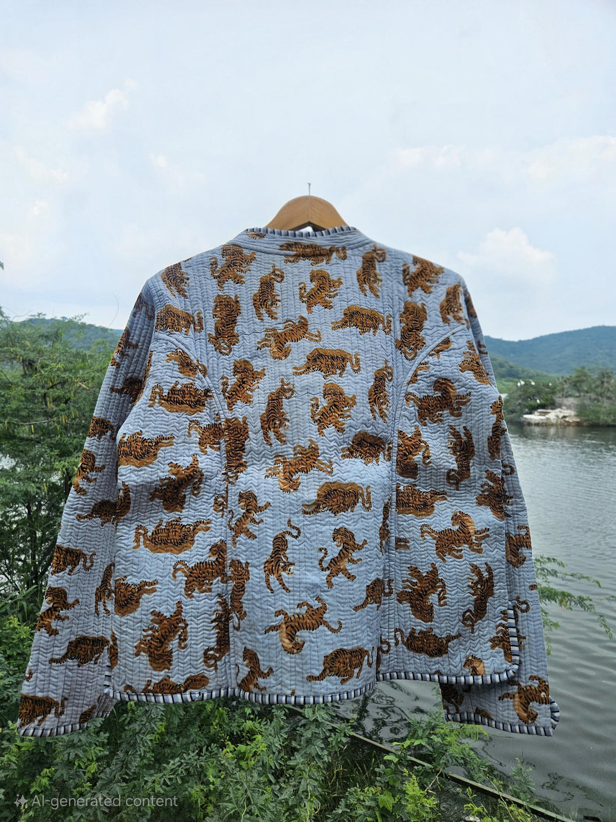 Trelzo Women's Reversible Quilted Cotton Jacket , Tiger Print Two-Sided Layering Jacket